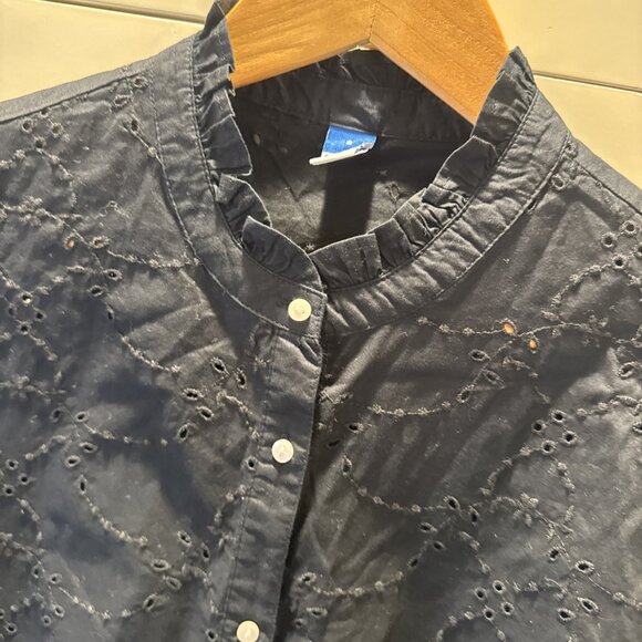 Old Navy Black Eyelet Button-Up Blouse Size Small Cotton - Picture 4 of 15